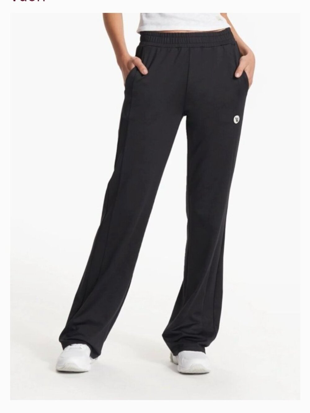 Vuori Courtside Track Gym Wide-Leg Smooth Athletic Black Pants M
